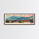 Innsbruck Austria Panoramic Travel Poster, Framed Canvas Print or Metal Wall Art, Travel Art, Home Decor, Panoramic Painting, Midcentury Art