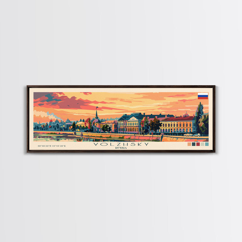 Volzhsky Russia Travel Art, City Art, Framed Canvas Print or Metal Wall Art, Europe Travel Poster, Panoramic Wall Art, Extra Wide Wall Art