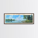 Big Spirit Lake Iowa Framed Canvas Print, Panoramic Lake House Decor, Scenic View, Travel Poster, Rustic Art, Lake Painting