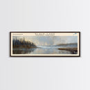 Black Lake Canada Northwest Territories Framed Canvas Print, Panoramic Lake House Art, Scenic View, Travel Poster, Lake Painting