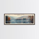 Boone Lake Rhode Island Framed Canvas Print, Panoramic Lake House Decor, Scenic View, Travel Poster, Rustic Art, Lake Painting