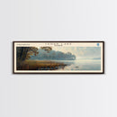 Cedar Lake Illinois Framed Canvas Print, Lake House Art, Panoramic Wide Art, Travel Poster, Minimalist Lake Painting, Home Decor