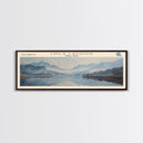 Chila Lagoon Framed Canvas Print, Panoramic Lake House Decor, Wide Wall Art, Travel Poster, Rustic Lake Painting, Home Decor