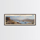 Choke Canyon Reservoir Framed Canvas Print, Panoramic Lake House Decor, Wide Wall Art, Travel Poster, Modern Lake Painting, Nature Art