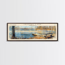 Cross Lake Louisiana Framed Canvas Print, Panoramic Lake House Decor, Wall Art, Travel Poster, Rustic Lake Painting, Nature Art
