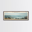 Devils Lake North Dakota Framed Canvas Print, Lake House Art, Panoramic Travel Poster, Wall Art, Modern Lake Painting, Home Decor