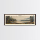 Hebgen Lake Montana Framed Canvas Print, Lake House Art, Panoramic Wall Art, Travel Poster, Beautiful Lake Painting, Home Decor