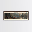 Lake Attitash Massachusetts Framed Canvas Print, Lake House Art, Panoramic Wall Art, Travel Poster, Scenic Lake Painting, Nature Art