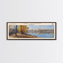 Lake Calhoun Minnesota Framed Canvas Print, Panoramic Lake House Decor, Wall Art, Travel Poster, Serene Lake Painting, Nature Art