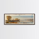 Lake Wapello Iowa Framed Canvas Print, Lake House Decor, Panoramic Wall Art, Travel Poster, Landscape Painting, Modern Art