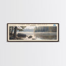 Lake of the Woods Framed Canvas Print, Lake House Decor, Panoramic Wall Art, Travel Poster, Landscape Painting, Contemporary Art