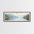 Lucky Peak Lake Idaho Framed Canvas Print, Lake House Decor, Panoramic Wall Art, Travel Poster, Landscape Painting, Modern Art