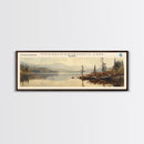 Norfork Lake Arkansas Framed Canvas Print, Lake House Decor, Panoramic Wall Art, Travel Poster, Landscape Painting, Bedroom Decor