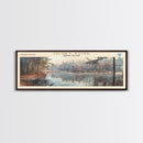 Petenwell Lake Wisconsin Framed Canvas Print, Lake House Decor, Panoramic Travel Poster, Landscape Painting, Modern Art