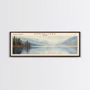 Priest Lake Idaho Framed Canvas Print, Lake House Decor, Panoramic Wall Art, Travel Poster, Beautiful Landscape Painting, Living Room Decor