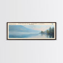 Princess Mary Lake Framed Canvas Print, Lake House Decor, Panoramic Wall Art, Travel Poster, Beautiful Landscape Painting, Contemporary Art
