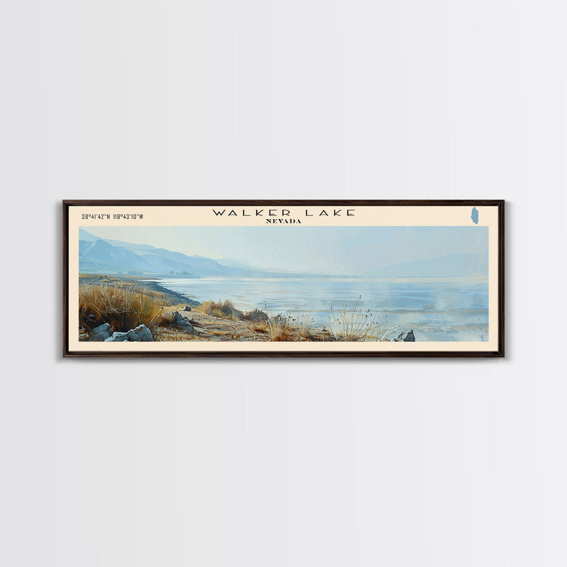 Walker Lake Nevada Panoramic Wall Art, Framed Canvas Print, Lake House Decor, Travel Poster, Serene Landscape, Home Decor