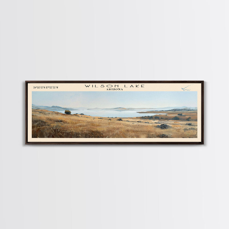 Wilson Lake Arizona Panoramic Wall Art, Framed Canvas Print, Lake House Decor, Travel Poster, Scenic Lake Scene, Bedroom Art