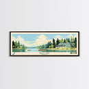Bass Lake Indiana Framed Canvas Print, Panoramic Travel Poster, Midcentury Modern Wall Art, Pop Art, Nature Bedroom Decor, Lake House Art, Scenic Lake House