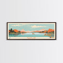 Boone Lake Rhode Island Framed Canvas Print, Panoramic Travel Poster, Midcentury Modern Wall Art, Pop Art, Nature Bedroom Decor, Scenic Lake House Art