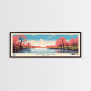 Branched Oak Lake Nebraska Framed Canvas Print, Pop Art Panoramic Travel Poster, Bedroom Decor, Midcentury Modern, Wall Art, Scenic Lake House