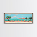 Brantley Lake New Mexico Framed Canvas Print, Midcentury Modern Panoramic Wall Art, Living Room Decor, Pop Art, Travel Poster Art, Scenic Nature Painting