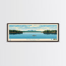 Broken Bow Lake Oklahoma Framed Canvas Print, Pop Art Panoramic Travel Poster, Midcentury Modern, Wall Art, Scenic Nature Painting, Bedroom Decor