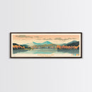 Burnsville Lake West Virginia Framed Canvas Print, Midcentury Modern Panoramic Wall Art, Living Room Decor, Pop Art, Travel Poster Art, Scenic Nature Painting