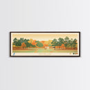 Canobie Lake New Hamphire Framed Canvas Print, Midcentury Modern Panoramic Wall Art, Living Room Decor, Pop Art, Travel Poster Art, Scenic Nature Painting