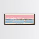 Chautauqua Lake New York Framed Canvas Print, Pop Art Panoramic Travel Poster, Midcentury Modern, Wall Art, Scenic Nature Painting, Bedroom Decor, Living Room Art