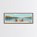 Deep Creek Lake Maryland Framed Canvas Print, Midcentury Modern Panoramic Wall Art, Living Room Decor, Pop Art, Travel Poster Art, Scenic Nature Painting