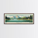 Emerald Lake Colorado Framed Canvas Print, Panoramic Art, Midcentury Modern, Pop Art, Living Room Wall Art, Travel Poster, Lake Art