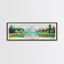 Emma Matilda Lake Wyoming Framed Canvas Print, Panoramic Wall Art, Midcentury Modern, Pop Art, Bedroom Decor, Travel Poster, Nature Painting