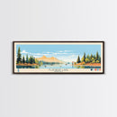 Flathead Lake Montana Framed Canvas Print, Panoramic Wall Art, Midcentury Modern, Pop Art, Bedroom Decor, Travel Poster, Nature Painting, Artistic Decor