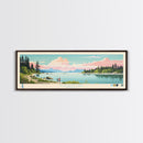 Flathead Lake Montana Framed Canvas Print, Panoramic Art, Midcentury Modern, Pop Art, Living Room Wall Art, Travel Poster, Lake View, Home Decor