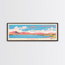 Fort Peck Lake Montana Framed Canvas Print, Panoramic Wall Art, Midcentury Modern, Pop Art, Bedroom Decor, Travel Poster, Nature Art, Artistic Decor
