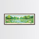 Green Pond New Jersey Framed Canvas Print, Panoramic Wall Art, Midcentury Modern, Pop Art, Living Room Decor, Travel Poster, Nature Art, Home Decor