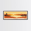Homme Lake North Dakota Framed Canvas Print, Panoramic Wall Art, Midcentury Modern, Pop Art, Bedroom Decor, Travel Poster, Artistic Home Decor