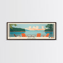 Hyco Lake North Carolina Framed Canvas Print, Panoramic Art, Midcentury Modern, Pop Art, Living Room Wall Art, Travel Poster, Lake House Art