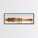 Jordan Lake North Carolina Framed Canvas Print, Panoramic Art, Midcentury Modern, Pop Art, Lake House Decor, Travel Poster, Living Room Art