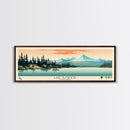 Lake Almanor California Framed Canvas Print, Panoramic Art, Midcentury Modern, Pop Art, Living Room Wall Art, Travel Poster, Lake House Decor