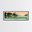 Lake Aubry Northwest Territories Framed Canvas Print, Panoramic Art, Midcentury Modern, Pop Art, Living Room Wall Art, Travel Poster, Lake House Decor