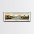 Lake Carmi Vermont Framed Canvas Print, Panoramic Art, Midcentury Modern, Pop Art, Living Room Wall Art, Travel Poster, Lake House Decor