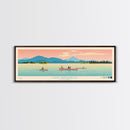 Lake Dardanelle California Framed Canvas Print, Panoramic Art, Midcentury Modern, Pop Art, Living Room Wall Art, Travel Poster, Lake House Decor
