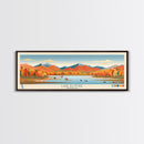 Lake Elmore Vermont Framed Canvas Print, Panoramic Art, Midcentury Modern, Pop Art, Living Room Wall Art, Travel Poster, Lake House Decor
