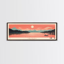 Lake George New York Framed Canvas Print, Panoramic Art, Midcentury Modern, Pop Art, Living Room Wall Art, Travel Poster, Lake House Decor