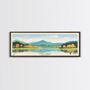 Lake Habeeb Maryland Framed Canvas Print, Panoramic Wall Art, Midcentury Modern, Pop Art, Living Room Decor, Travel Poster, Lake House Art