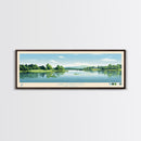 Lake Hopatcong New Jersey Framed Canvas Print, Panoramic Wall Art, Midcentury Modern, Pop Art, Lake House Decor, Travel Poster, Living Room Art