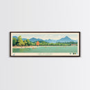 Lake Jocassee South Carolina Framed Canvas Print, Panoramic Wall Art, Midcentury Modern, Pop Art, Lake House Decor, Travel Poster, Bedroom Art