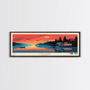 Lake Lanier Georgia Framed Canvas Print, Panoramic Wall Art, Midcentury Modern, Pop Art, Lake House Decor, Travel Poster, Bedroom Art